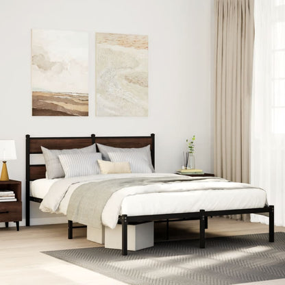 vidaXL Bed Frame without Mattress with Headboard Brown Oak 140x200 cm