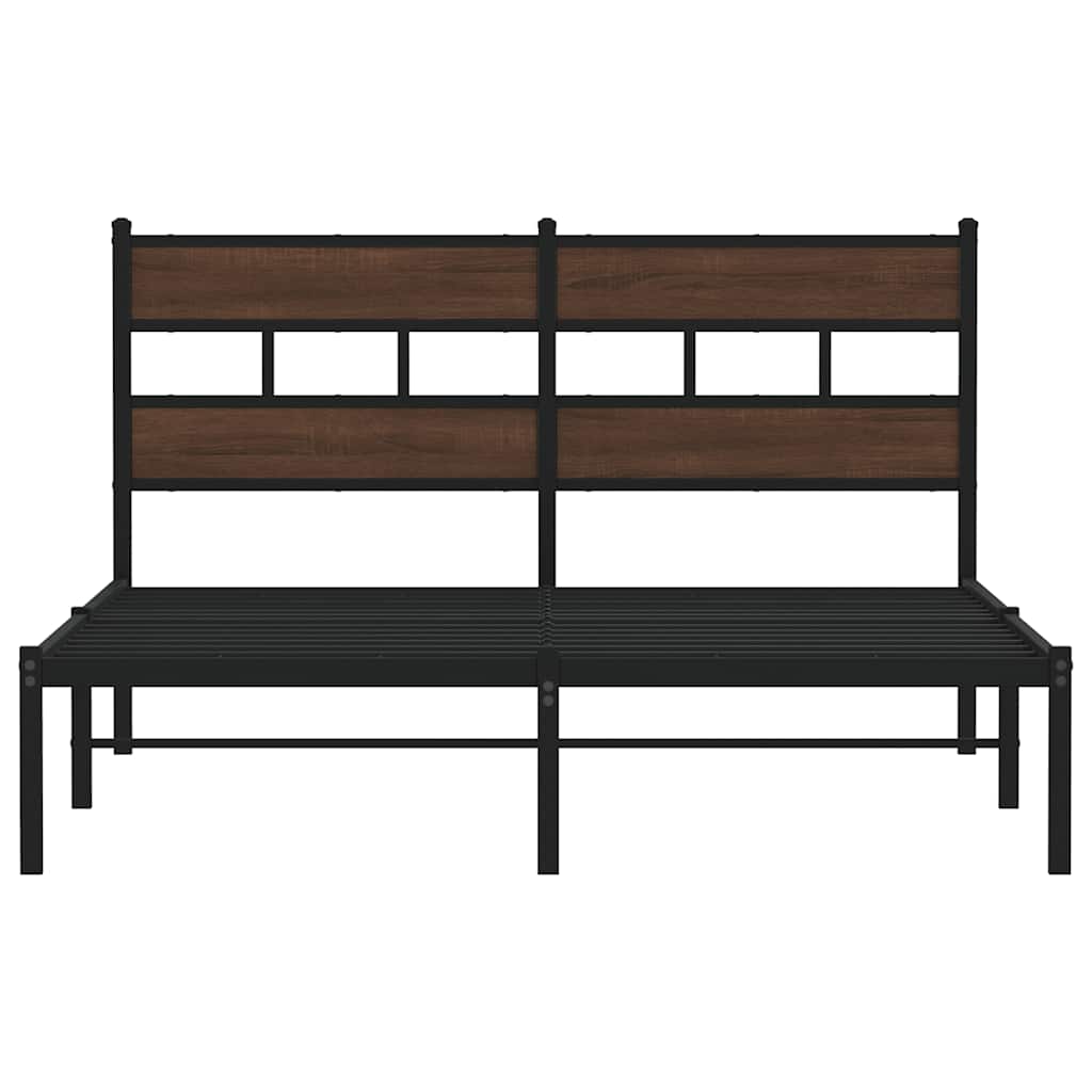 vidaXL Bed Frame without Mattress with Headboard Brown Oak 150x200 cm King Size