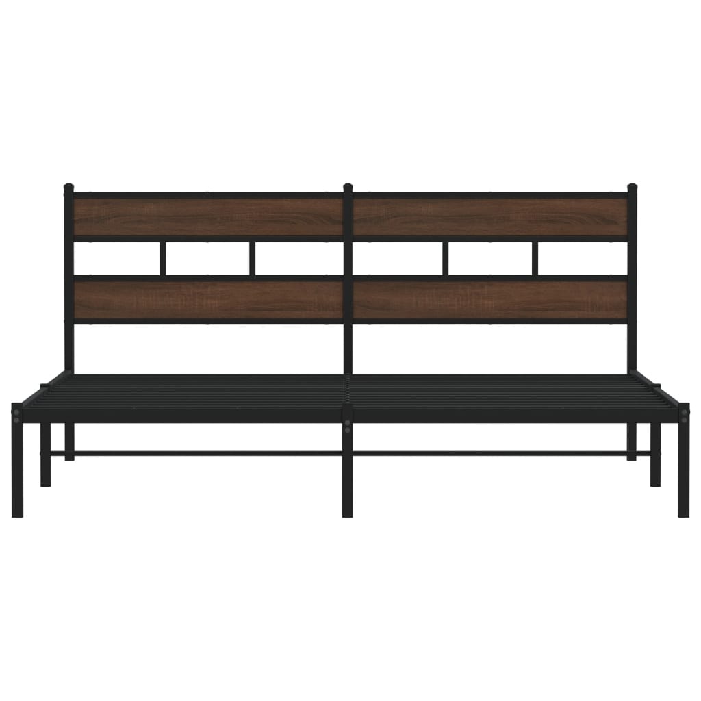 vidaXL Bed Frame without Mattress with Headboard Brown Oak 183x213 cm