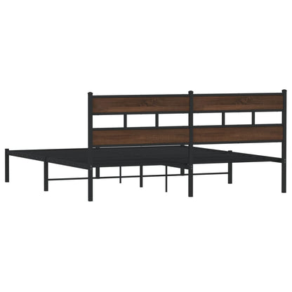 vidaXL Bed Frame without Mattress with Headboard Brown Oak 183x213 cm