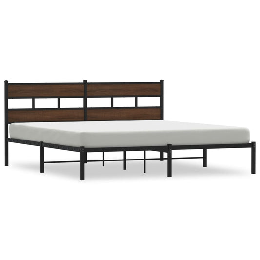 vidaXL Bed Frame without Mattress with Headboard Brown Oak 190x200 cm