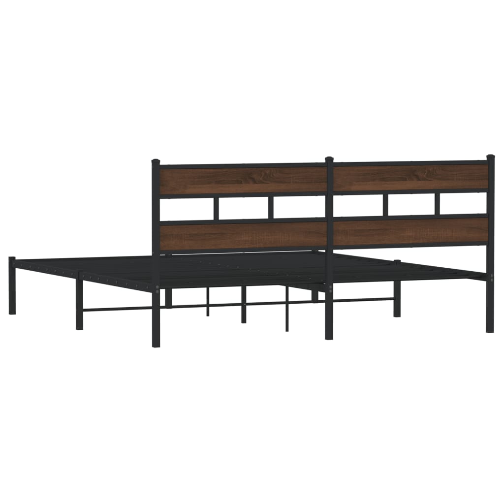 vidaXL Bed Frame without Mattress with Headboard Brown Oak 190x200 cm