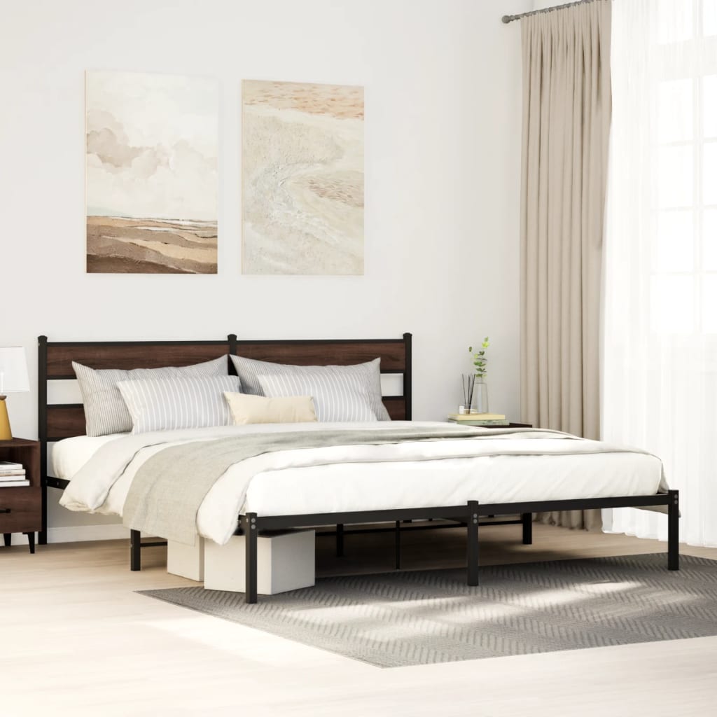 vidaXL Bed Frame without Mattress with Headboard Brown Oak 190x200 cm