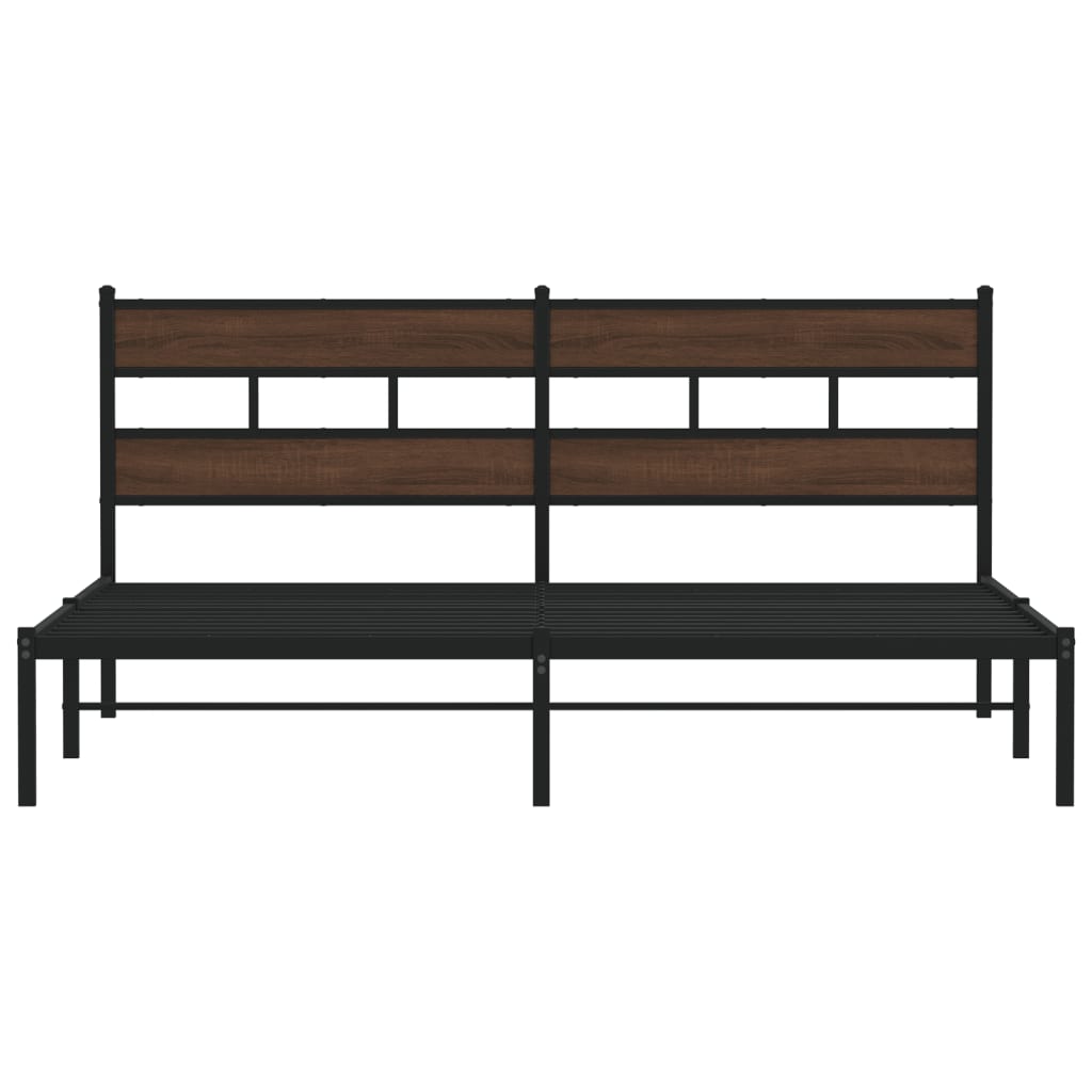 vidaXL Bed Frame without Mattress with Headboard Brown Oak 200x200 cm
