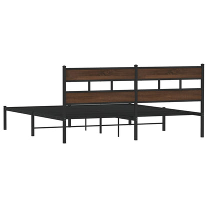 vidaXL Bed Frame without Mattress with Headboard Brown Oak 200x200 cm