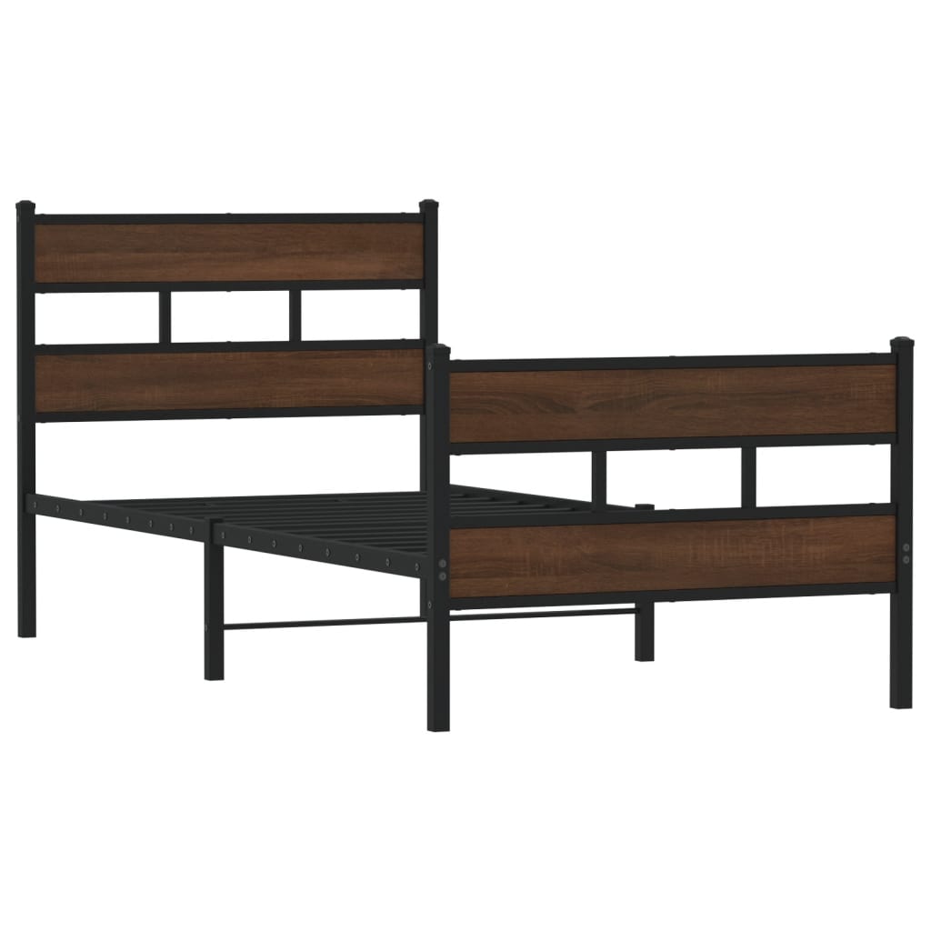 vidaXL Bed Frame without Mattress with Headboard and Footboard 75x190 cm Small Single