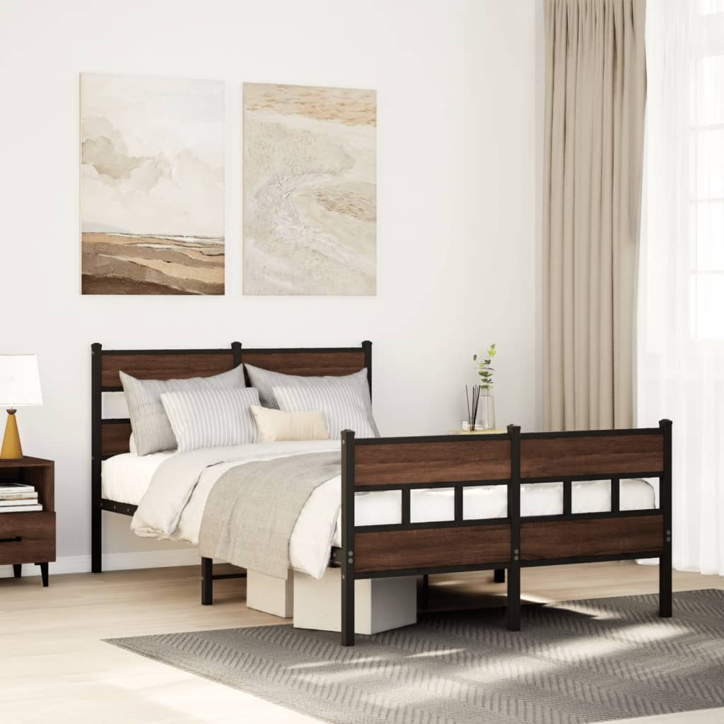 vidaXL Bed Frame without Mattress with Headboard and Footboard 120x190 cm Small Double