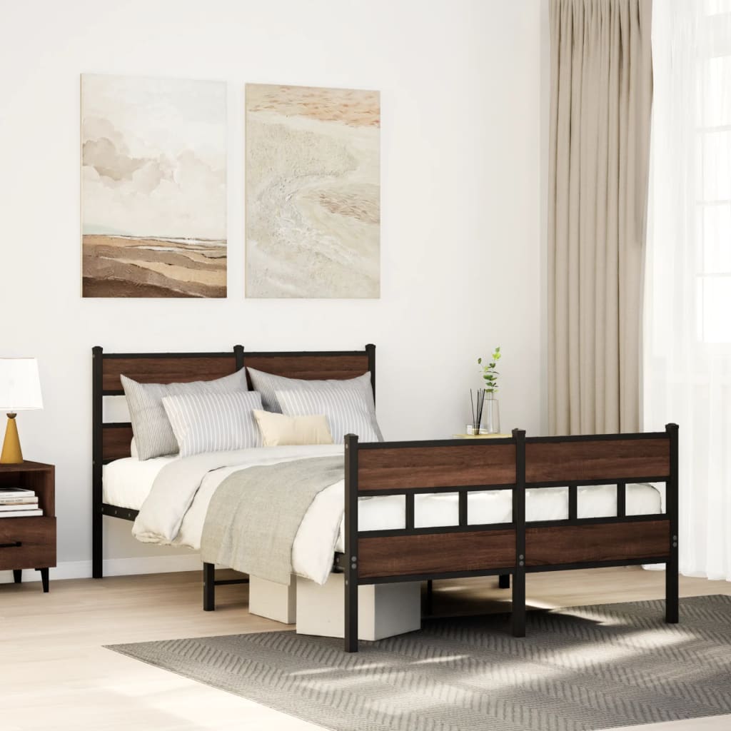 vidaXL Bed Frame without Mattress with Headboard and Footboard 120x200 cm