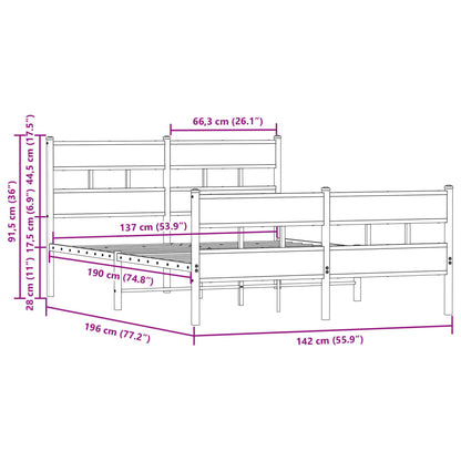 vidaXL Bed Frame without Mattress with Headboard and Footboard 137x190 cm