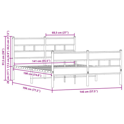 vidaXL Bed Frame without Mattress with Headboard and Footboard 140x190 cm