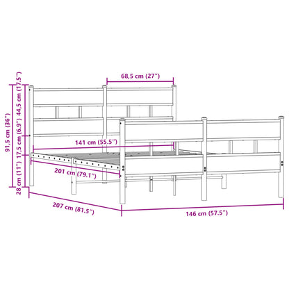 vidaXL Bed Frame without Mattress with Headboard and Footboard 140x200 cm