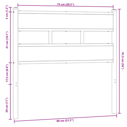 vidaXL Replace Headboard Brown Oak 75 cm Steel and Engineered Wood