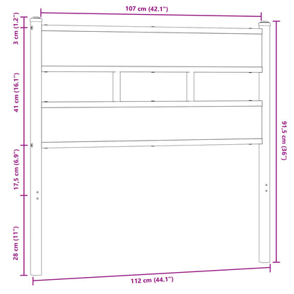 vidaXL Replace Headboard Brown Oak 107 cm Steel and Engineered Wood
