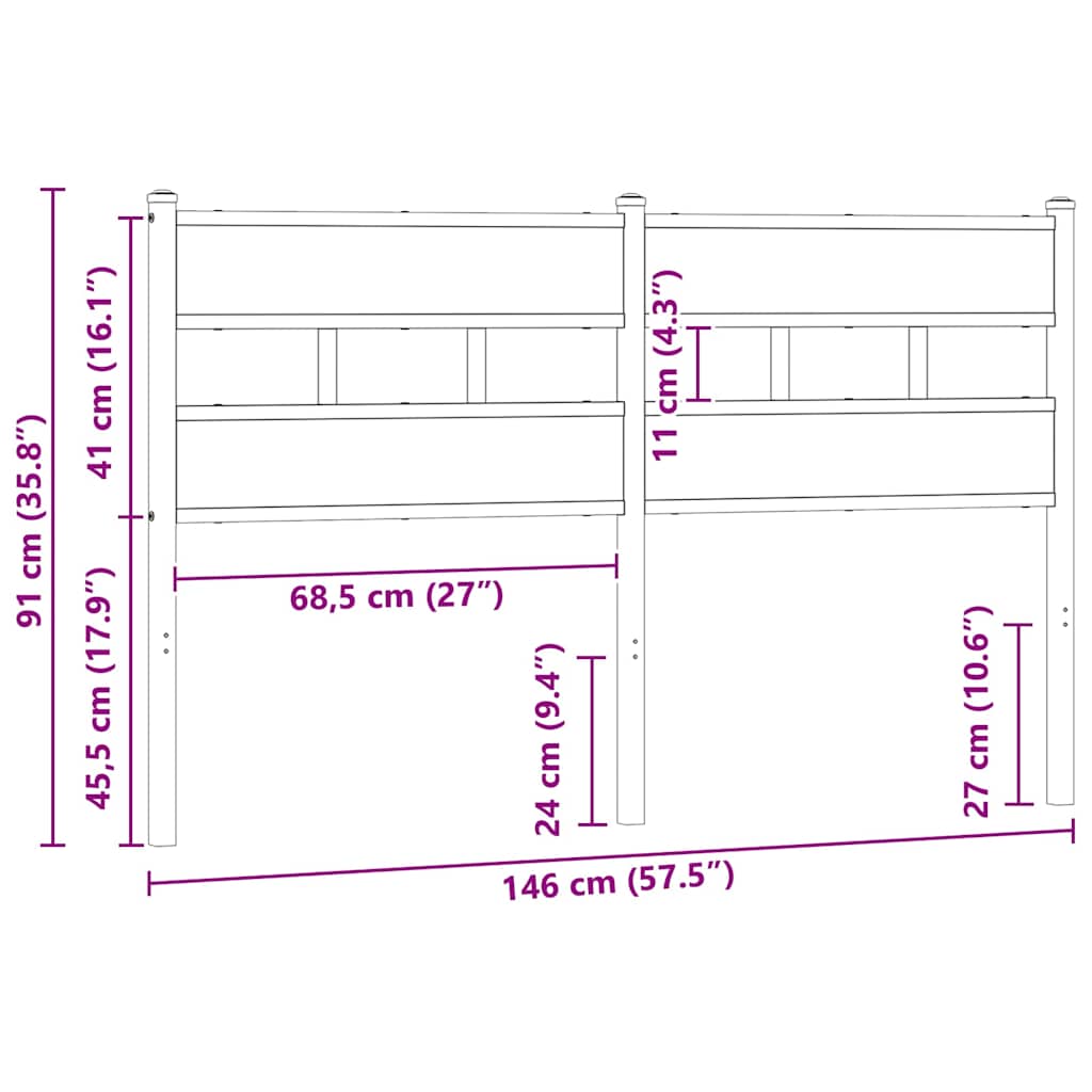 vidaXL Replace Headboard Brown Oak 140 cm Steel and Engineered Wood