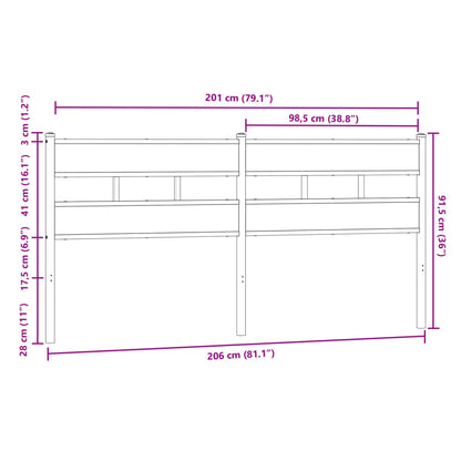 vidaXL Replace Headboard Brown Oak 200 cm Steel and Engineered Wood