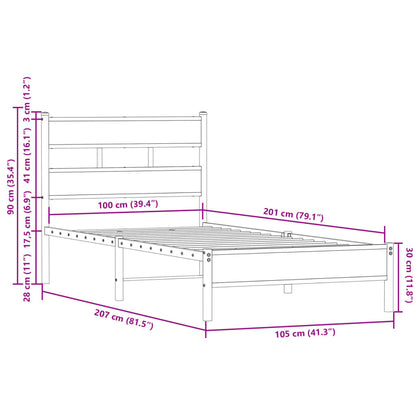 vidaXL Bed Frame without Mattress with Headboard Sonoma Oak 100x200 cm