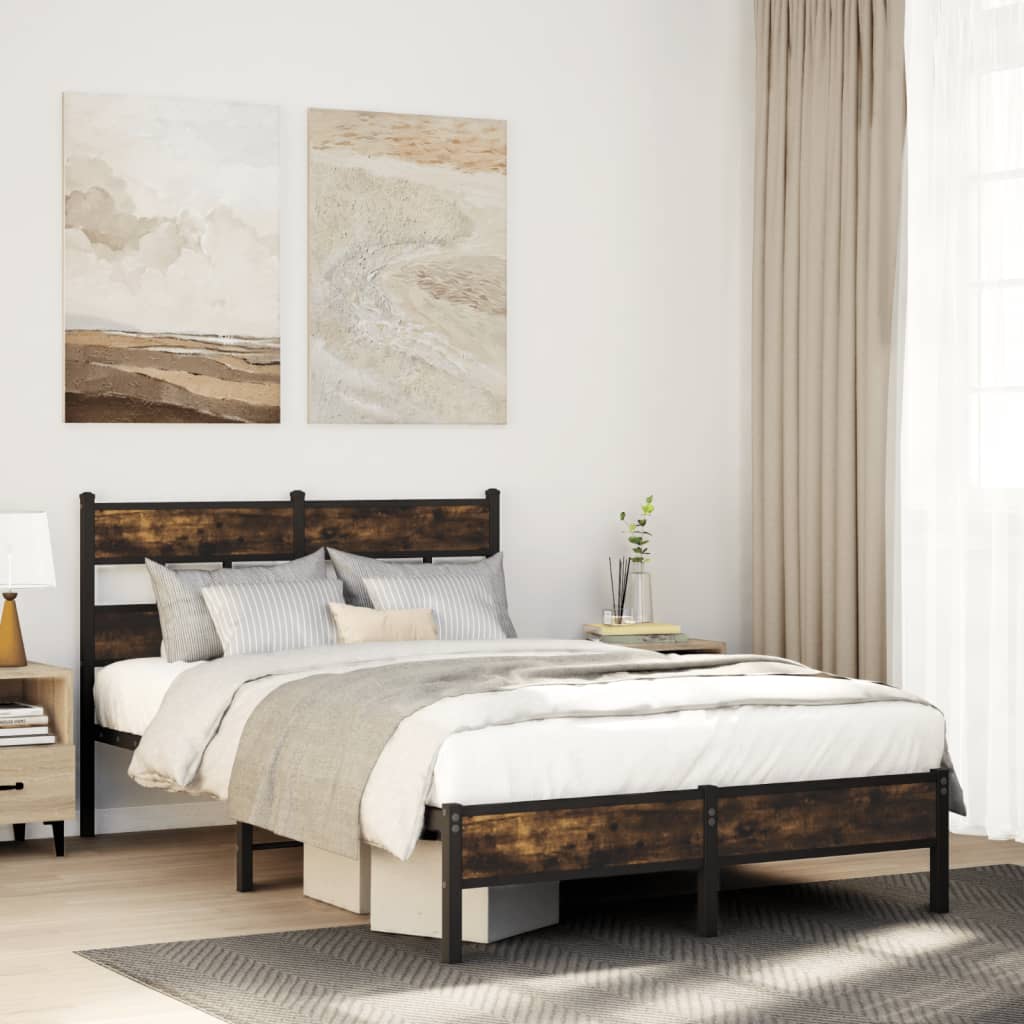 vidaXL Bed Frame without Mattress with Headboard Sonoma Oak 120x190 cm Small Double