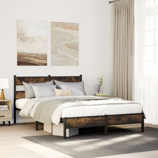 vidaXL Bed Frame without Mattress with Headboard Sonoma Oak 140x200 cm