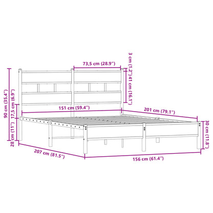vidaXL Bed Frame without Mattress with Headboard Sonoma Oak 150x200 cm King Size