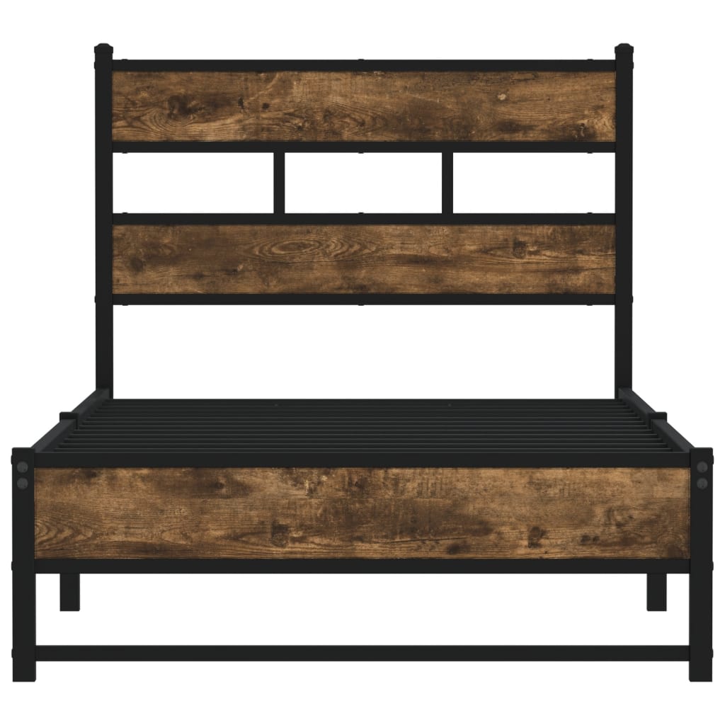 vidaXL Metal Bed Frame without Mattress Smoked Oak 90x190 cm Single