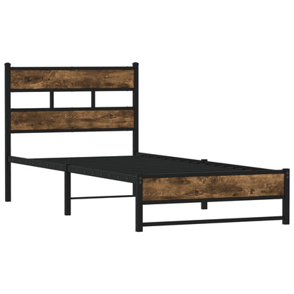 vidaXL Metal Bed Frame without Mattress Smoked Oak 90x200 cm