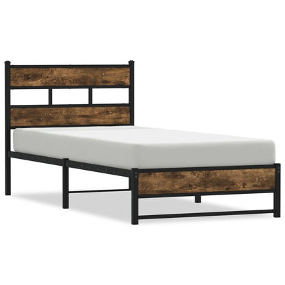 vidaXL Metal Bed Frame without Mattress Smoked Oak 100x190 cm
