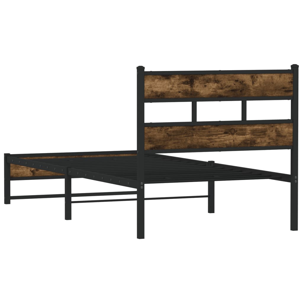 vidaXL Metal Bed Frame without Mattress Smoked Oak 100x190 cm