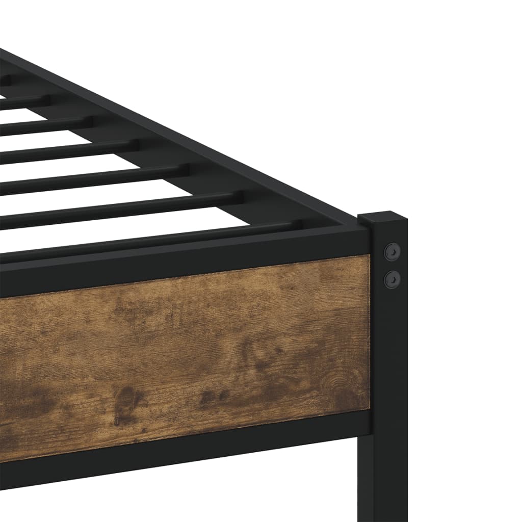 vidaXL Metal Bed Frame without Mattress Smoked Oak 100x190 cm