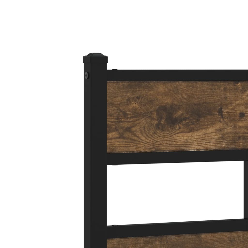 vidaXL Metal Bed Frame without Mattress Smoked Oak 100x190 cm
