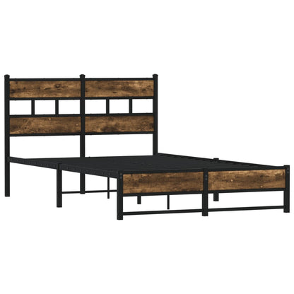 vidaXL Metal Bed Frame without Mattress Smoked Oak 120x190 cm Small Double