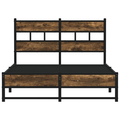 vidaXL Metal Bed Frame without Mattress Smoked Oak 120x190 cm Small Double