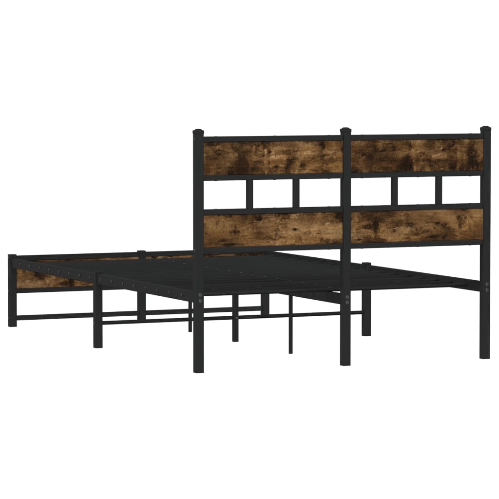 vidaXL Metal Bed Frame without Mattress Smoked Oak 120x190 cm Small Double