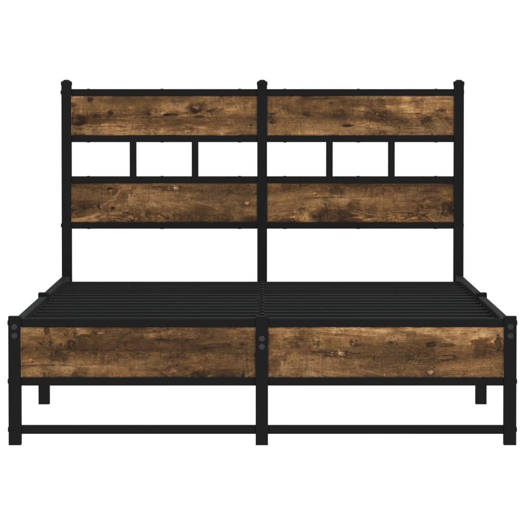 vidaXL Metal Bed Frame without Mattress Smoked Oak 120x200 cm