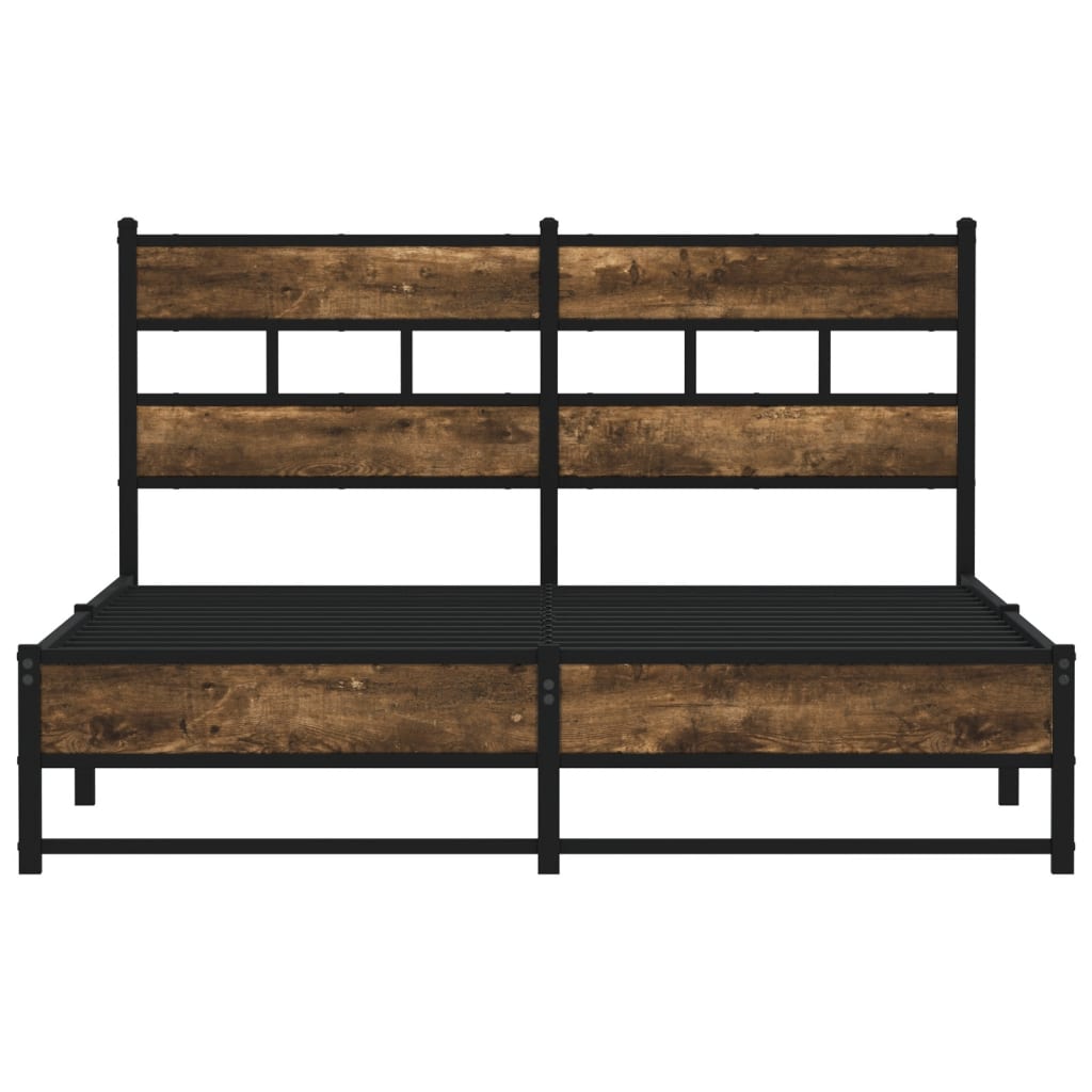 vidaXL Metal Bed Frame without Mattress Smoked Oak 140x190 cm