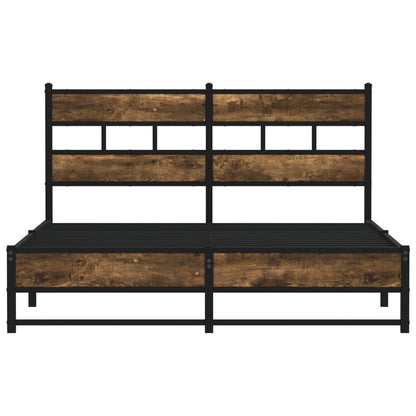 vidaXL Metal Bed Frame without Mattress Smoked Oak 140x190 cm