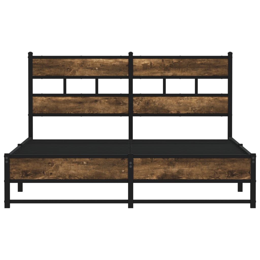vidaXL Metal Bed Frame without Mattress Smoked Oak 140x200 cm