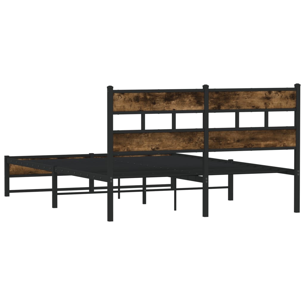 vidaXL Metal Bed Frame without Mattress Smoked Oak 140x200 cm