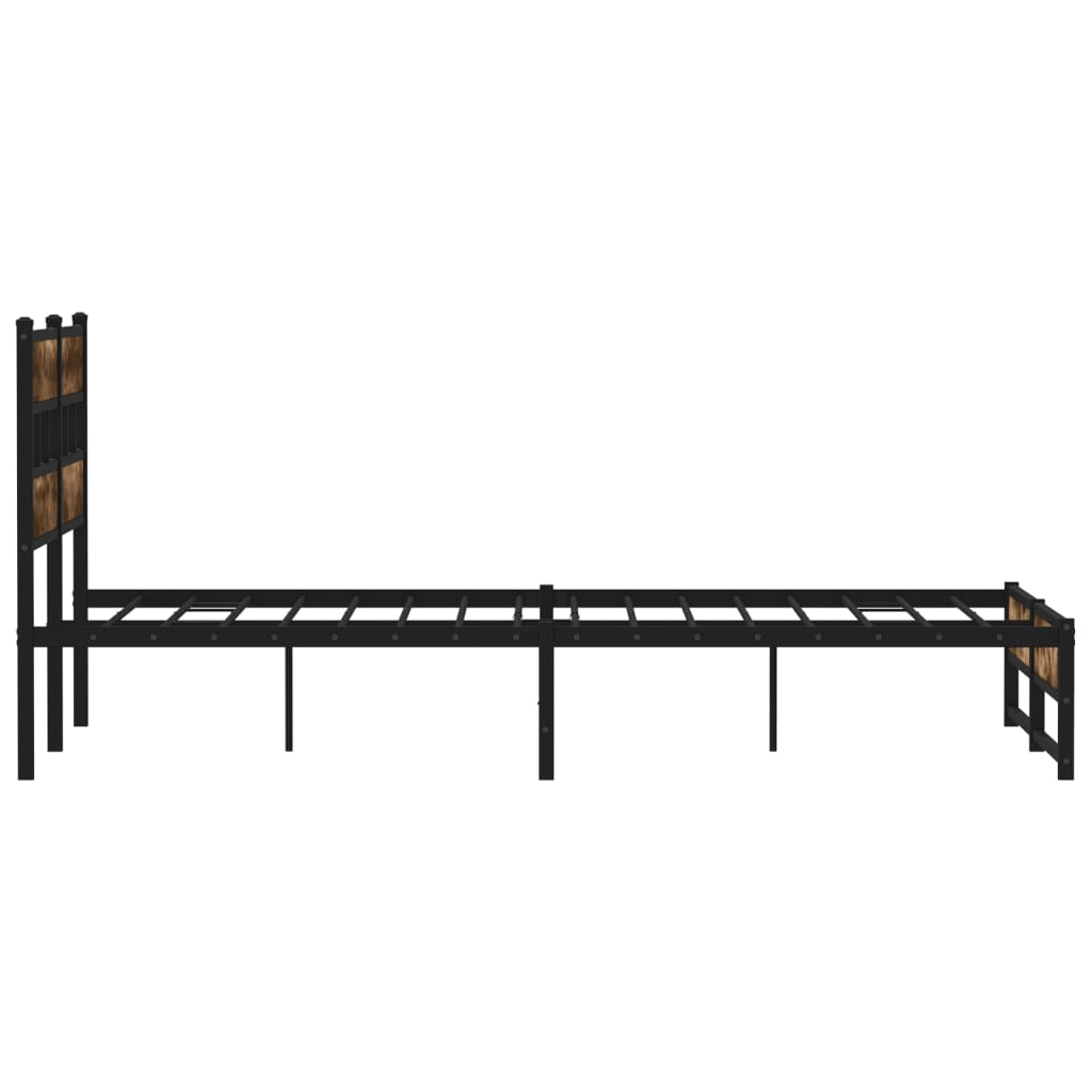 vidaXL Metal Bed Frame without Mattress Smoked Oak 160x200 cm