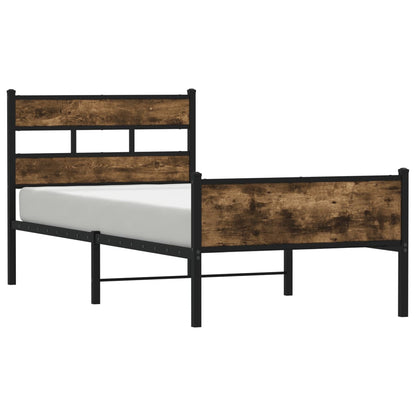 vidaXL Bed Frame without Mattress Smoked Oak 75x190 cm Small Single Engineered Wood