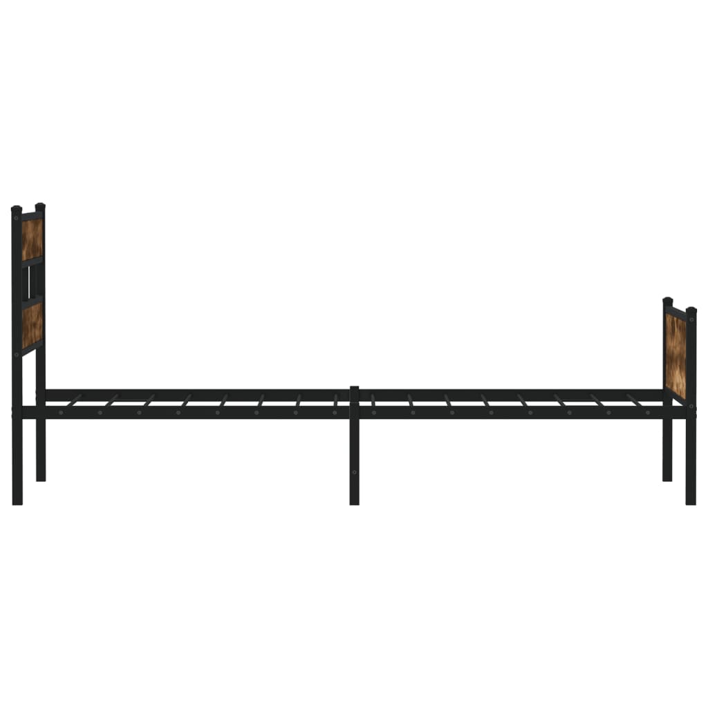 vidaXL Bed Frame without Mattress Smoked Oak 75x190 cm Small Single Engineered Wood
