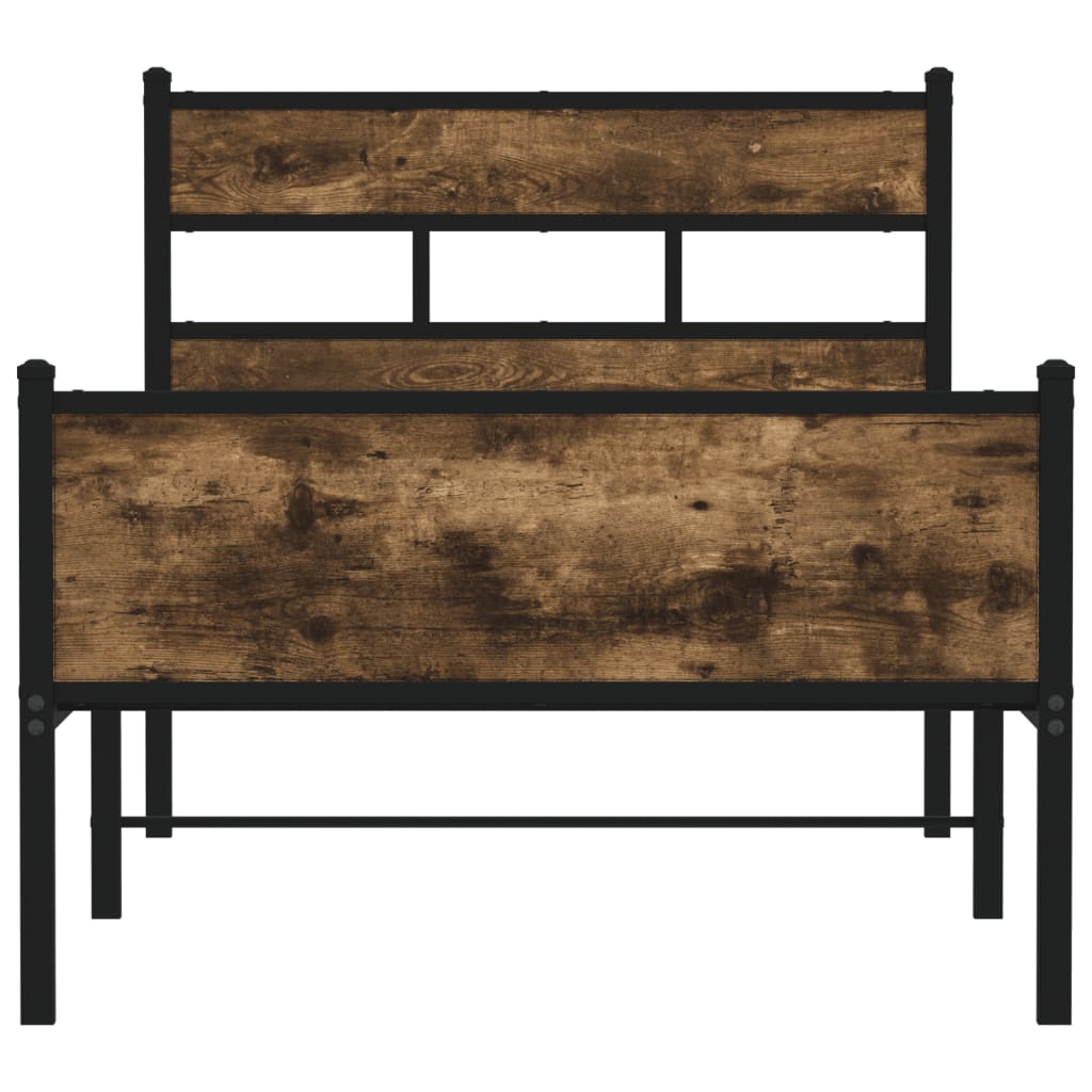 vidaXL Bed Frame without Mattress Smoked Oak 100x190 cm Engineered Wood