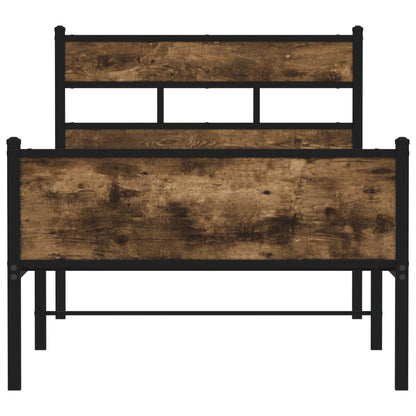 vidaXL Bed Frame without Mattress Smoked Oak 100x190 cm Engineered Wood