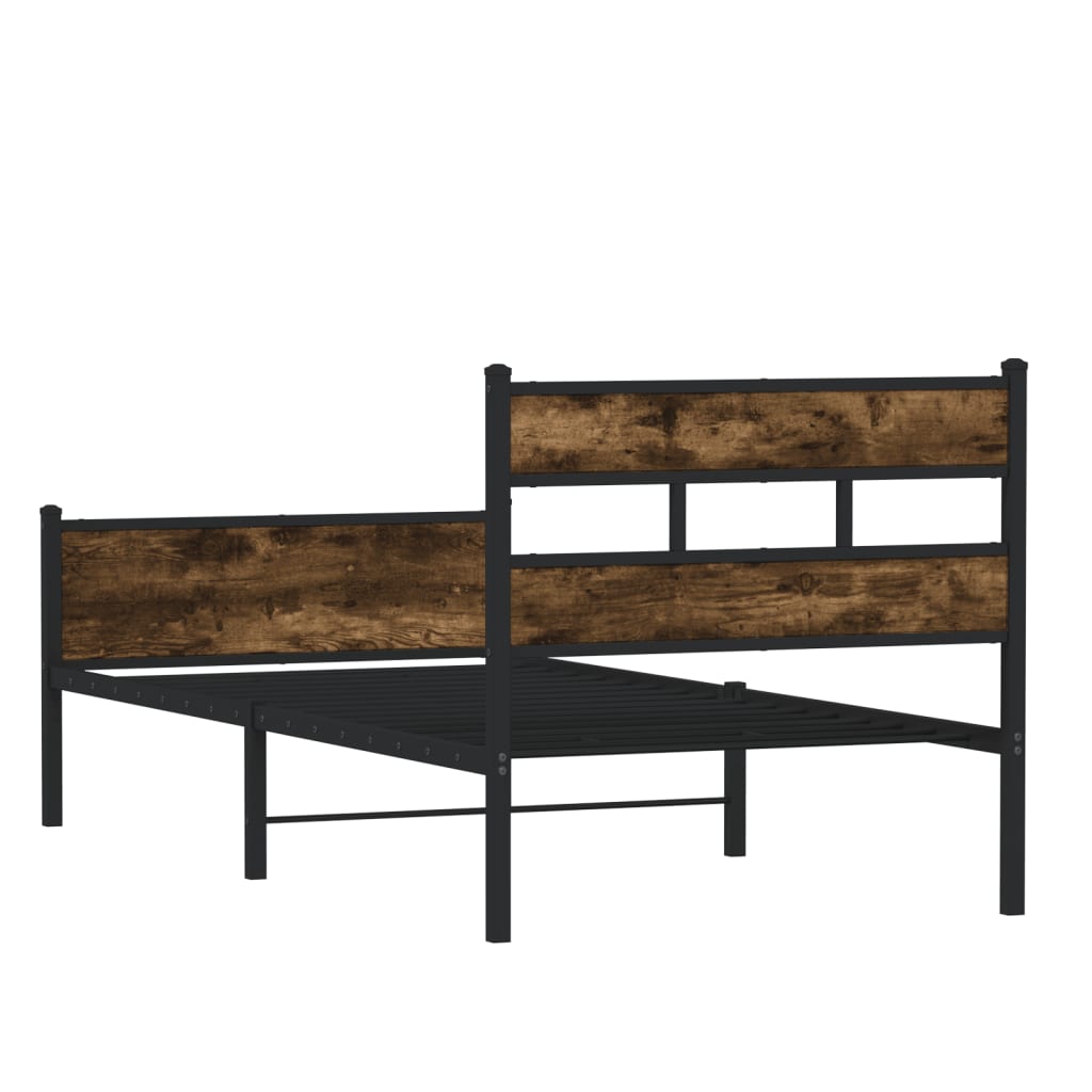 vidaXL Bed Frame without Mattress Smoked Oak 100x190 cm Engineered Wood