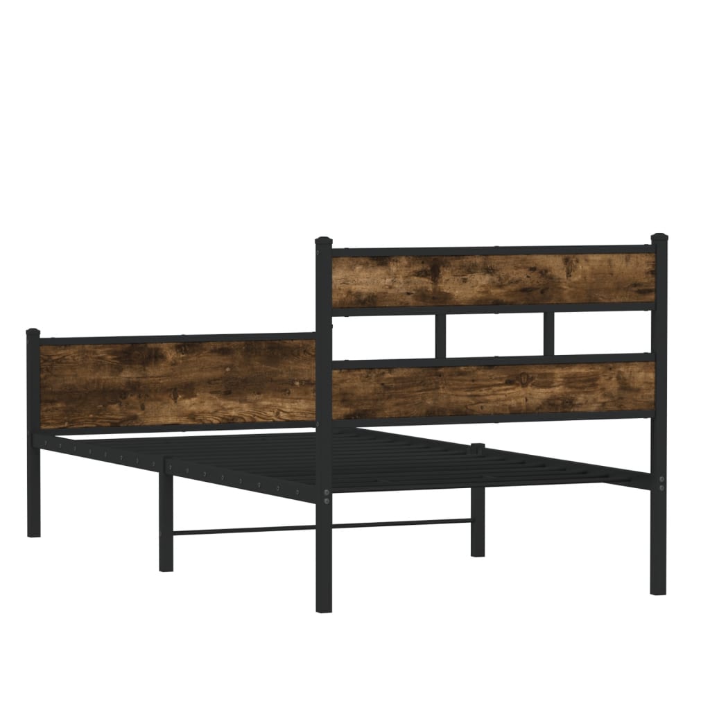 vidaXL Bed Frame without Mattress Smoked Oak 100x200 cm Engineered Wood