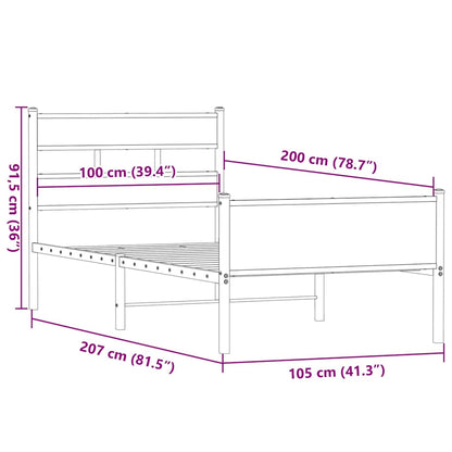 vidaXL Bed Frame without Mattress Smoked Oak 100x200 cm Engineered Wood
