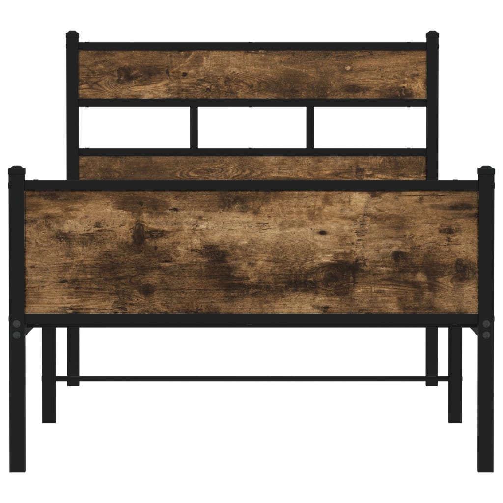 vidaXL Bed Frame without Mattress Smoked Oak 107x203 cm Engineered Wood