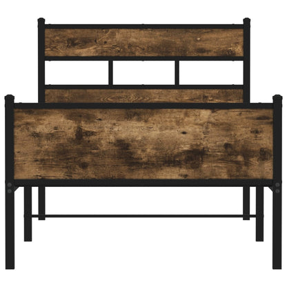 vidaXL Bed Frame without Mattress Smoked Oak 107x203 cm Engineered Wood