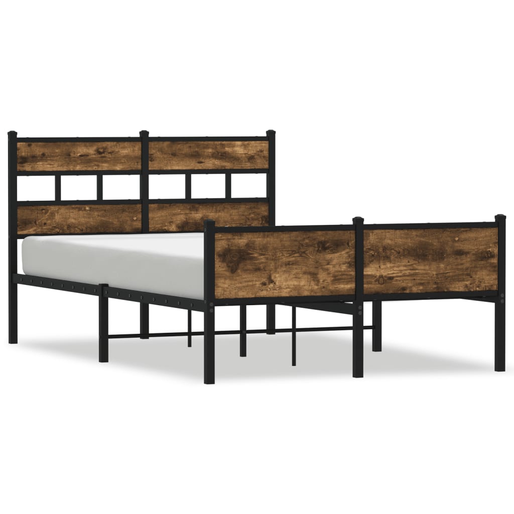 vidaXL Bed Frame without Mattress Smoked Oak 120x190 cm Small Double Engineered Wood