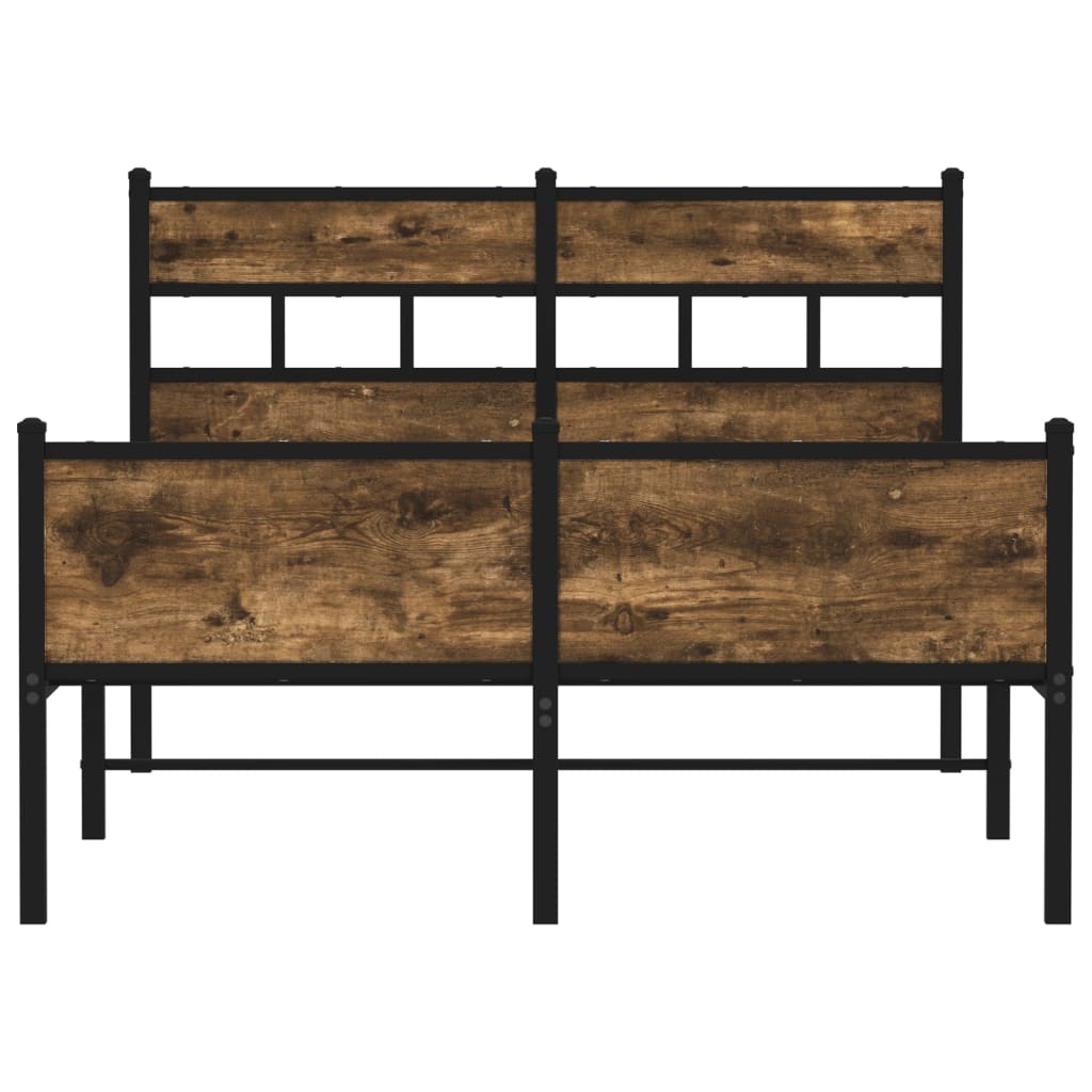 vidaXL Bed Frame without Mattress Smoked Oak 120x190 cm Small Double Engineered Wood