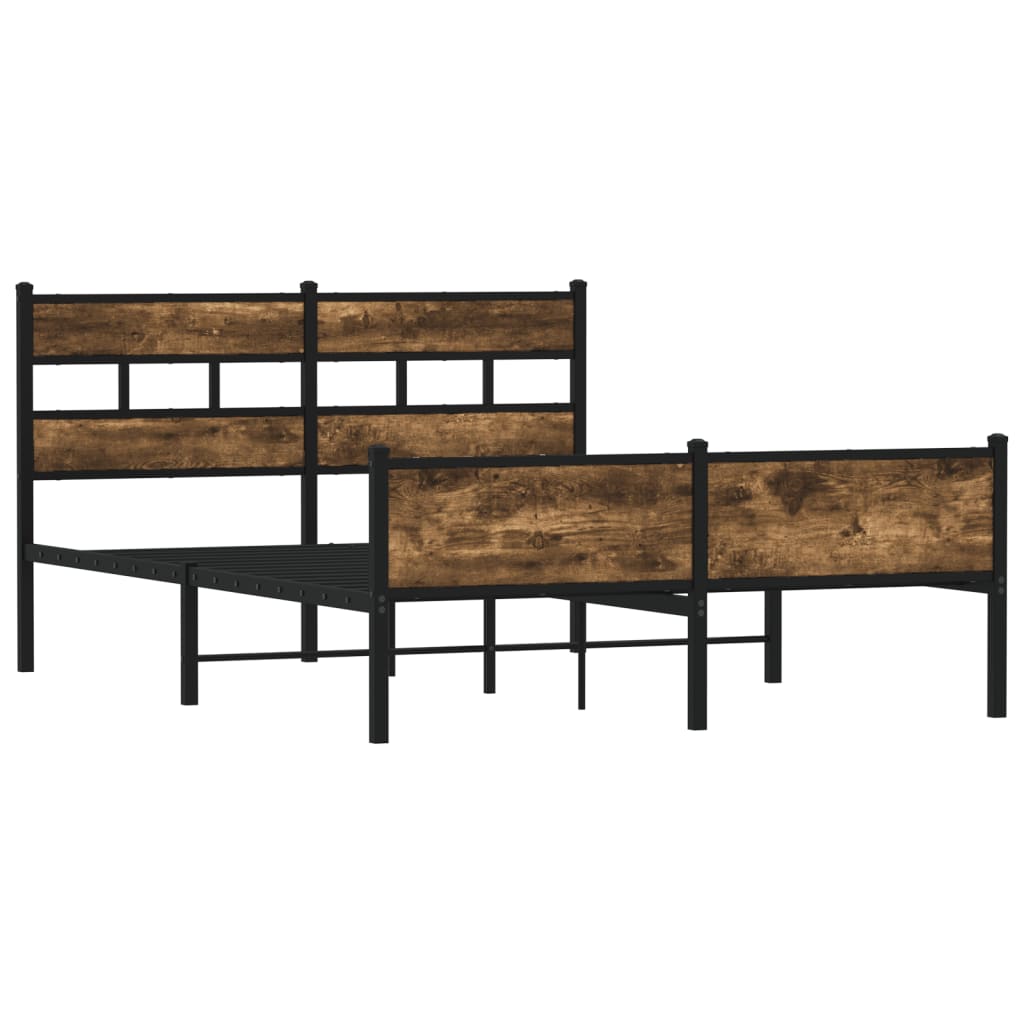 vidaXL Bed Frame without Mattress Smoked Oak 137x190 cm Engineered Wood